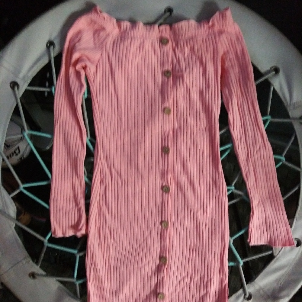 Tight Pink Button Down Dress Size Medium - Picture 2 of 5
